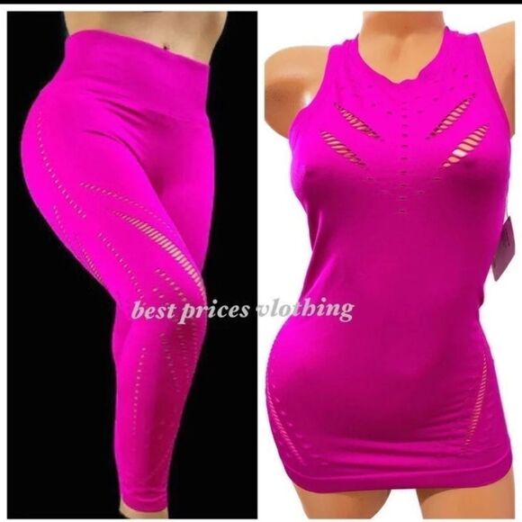 Victoria’s Secret sport Seamless set top M & Seamless High Rise tight Fuchsia S - Picture 9 of 12